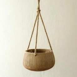 Nkuku Wampu Hanging Planter Distressed Terracotta Large
