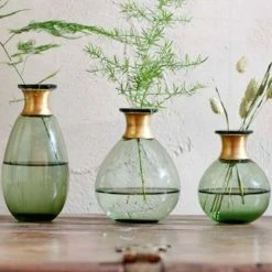 Nkuku Miza Mini Glass Vase In Green