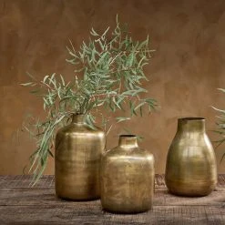 Nkuku Small Aged Antique Brass Straight Vase