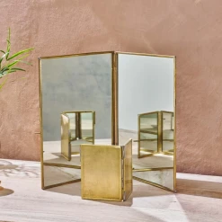 Nkuku Small Kiko Brass Folding Mirror