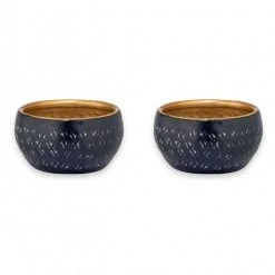 Nkuku Darani Tealights Black & Antique Brass Set of 2