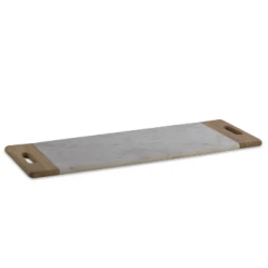 Nkuku Bwari Large White Marble And Mango Wood Platter