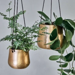 Nkuku Small Brass Atsu Hanging Planter