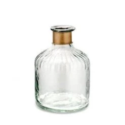 Nkuku Chara Small Lines Bottle In Antique Brass