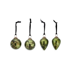 Nkuku Jalshara Baubles - Moss - Set of 4