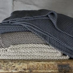 Nkuku Dark Grey Cotton Moss Throw