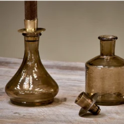 Nkuku Sepia Sirsa Glass Candlestick - Tapered