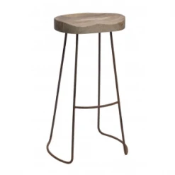 Nkuku Mango Wood And Rust Loko Stool