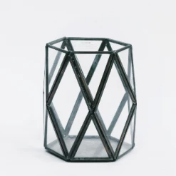 Nkuku Black Metal & Glass Geometric Terrarium