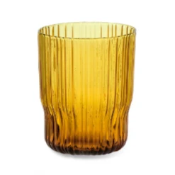 Nkuku Ribbed Amber Glass Tumbler