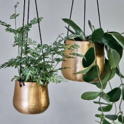 Nkuku Large Atsu Brass Hanging Planter - Elegant Room Decor for Indoor Plants 5 Nkuku Large Atsu Brass Hanging Planter