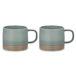 Nkuku Set of 2 Enesta Line Mugs - Dusty Blue
