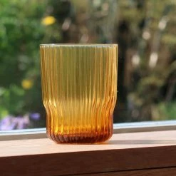 Nkuku Set of 4 Fali Amber Glass Tumbler