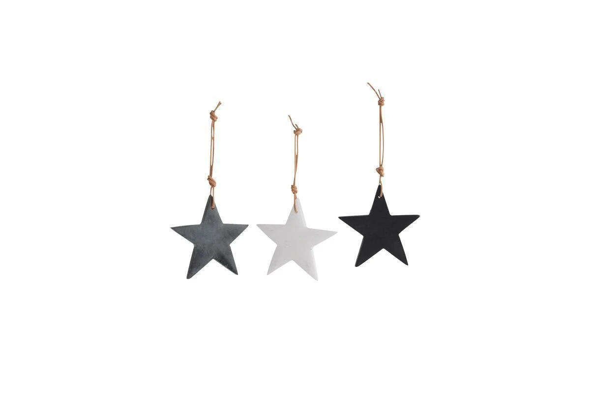 Nkuku Set of 3 Black, White, and Grey Morwa Marble Stars - Elegant Room Decor 2 Nkuku Set of 3 Black White and Grey Morwa Marble Stars