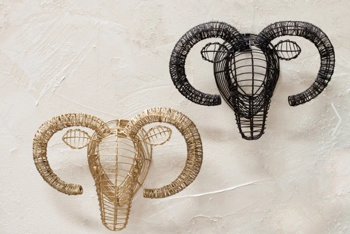 Nkuku Mini Wire Goat Head Trophy - Unique Room Decor & Wall Art 3 Nkuku Mini Wire Goat Head Trophy