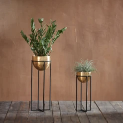 Nkuku Large Atsu Brass Planter Stand