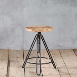 Nkuku Arvi Iron and Mango Wood Stool - Handcrafted Rustic Furniture for Home Decor 7 Nkuku Arvi Iron and Mango Wood Stool