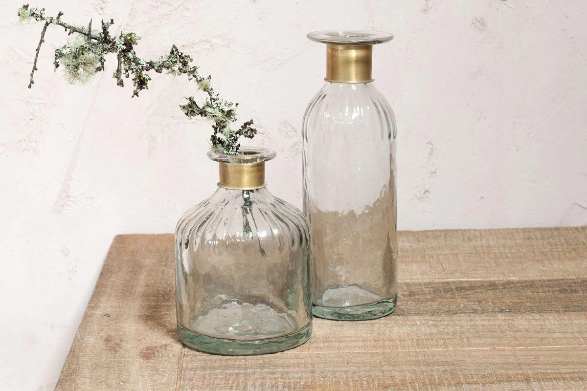 Nkuku Chara Lined Hammered Bottle - Large | Handcrafted Home Decor Vase 2 Nkuku Chara Lined Hammered Bottle - Large