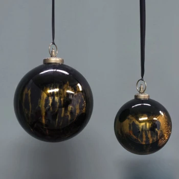 Nkuku Small Aged Amber and Black Danoa Giant Bauble Round - Handcrafted Room Decor 3 Nkuku Small Aged Amber and Black Danoa Giant Bauble Round