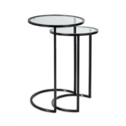 Nkuku Nakuru Iron & Glass Side Table Set