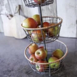 Nkuku 3 Tier Storage Baskets Koba Wire Bowl Stand
