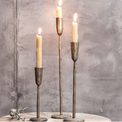 Nkuku Mbata Brass Candlestick - Antique Brass