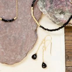 Nkuku Kitara Bead Bracelet Onyx & Gold