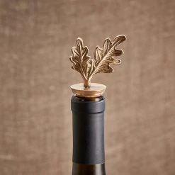 Nkuku Oak Leaf Brass Bottle Stopper