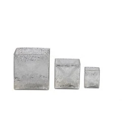 Nkuku Large Antique Silver Jafari Square T-Light