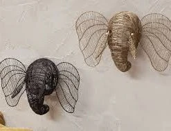 Nkuku Gold Mini Elephant Head Trophy for Wall