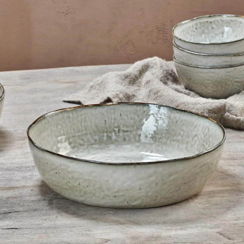 Nkuku Large Cream Amina Serving Bowl - Handcrafted Ceramic Bowl for Dining & Entertaining 2 Nkuku Large Cream Amina Serving Bowl