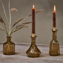 Nkuku Sepia Sirsa Glass Candlestick - Tall