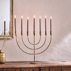 Nkuku Antique Brass Mbata Giant Brass Candelabra Candleholder