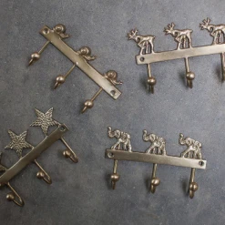 Nkuku Antique Brass Elephant Hooks - Set of 2