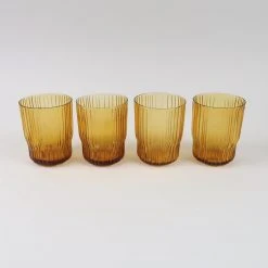 Nkuku Set of 4 Fali Amber Glass Tumbler