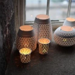 Nkuku Small White Tapered Petal Lantern