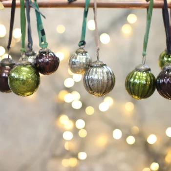 Nkuku Large Mixed Colours Glass Zia Baubles - Set of 6 | Handcrafted Room Decor | Vibrant Homewares 3 Nkuku Large Mixed Colours Glass Zia Baubles - Set of 6