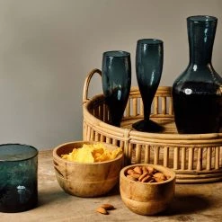 Nkuku Deep Blue Hammered Glass Tumbler