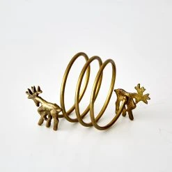Nkuku Brass, Reindeer Napkin Rings Sold In A Box of 4