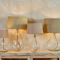 Nkuku Large Wide Recycled Glass Baba Lamp with Extra Large Shade