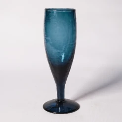 Nkuku Deep Blue Hammered Champagne Flute
