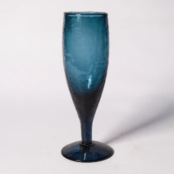 Nkuku Deep Blue Hammered Champagne Flute - Handcrafted Elegance for Celebratory Moments 1 Nkuku Deep Blue Hammered Champagne Flute