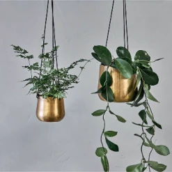 Nkuku Small Brass Atsu Hanging Planter