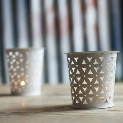 Nkuku Large White Petal Pot T-Light Holder