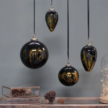 Nkuku Small Aged Amber and Black Danoa Giant Bauble Round - Handcrafted Room Decor 4 Nkuku Small Aged Amber and Black Danoa Giant Bauble Round
