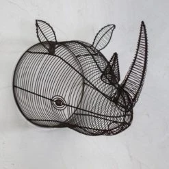 Nkuku XL Rust Eko Wire Rhino Head Trophy