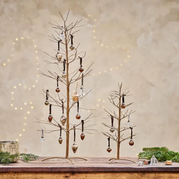 Nkuku Charida Wire Christmas Tree - Brass - Small | Handcrafted Holiday Decor 2 Nkuku Charida Wire Christmas Tree - Brass - Small