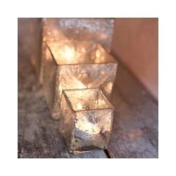 Nkuku Large Antique Silver Jafari Square T-Light