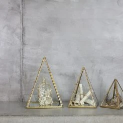 Nkuku Medium Crystal and Brass Bequai Pyramid Display