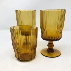 Nkuku Ribbed Amber Glass Tumbler